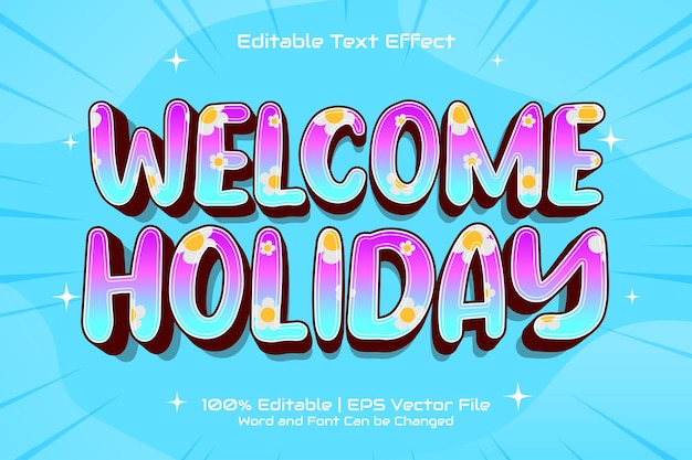 Welcome Holiday editable text effect Cartoon style