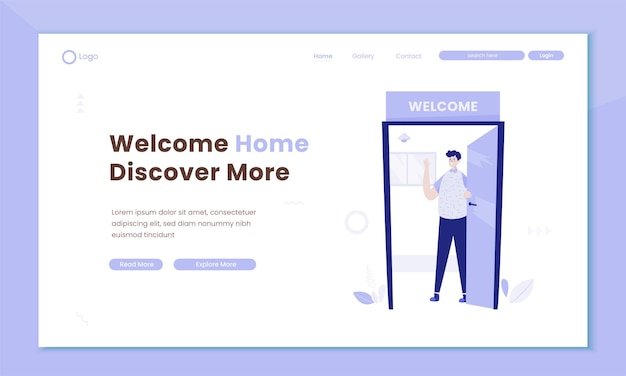 Vector welcome home greetings on landing page template