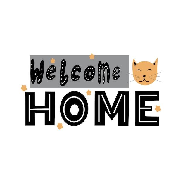 Welcome home lettering Hand drawn modern vector calligraphy isolated on white