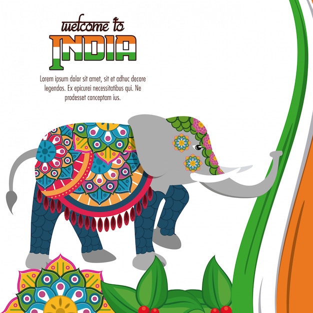 Vector welcome to india card with information