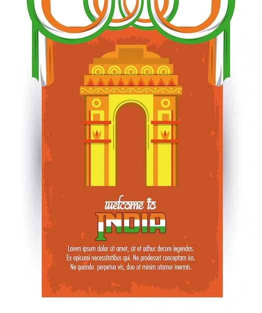 Vector welcome to india delhi city card