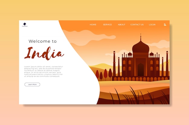 Vector welcome to india landing page template