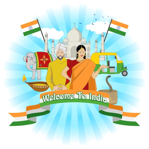 Vector welcome to india