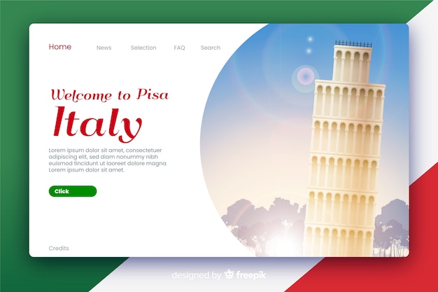 Vettore benvenuti sulla landing page in italia