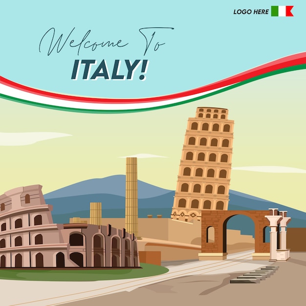 Vector welcome to italy post flyer