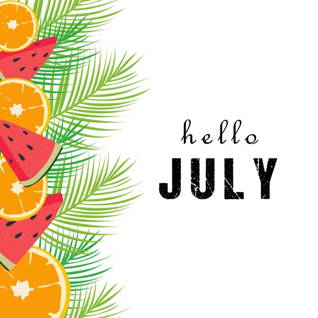 welcome julyhello july vector backgroundsuitable for card banner or poster