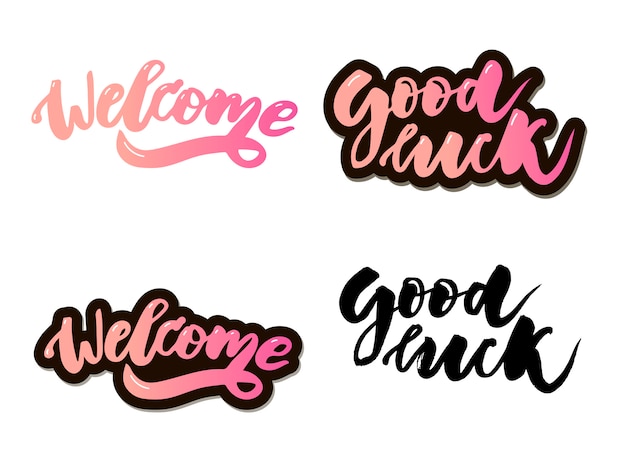 Welcome lettering text. Modern calligraphy style illustration. Set