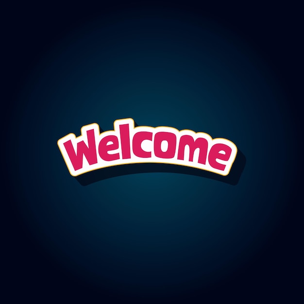 Welcome Lettering and Typography greeting card design on dark color blue background.
