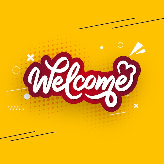 Welcome lettering with flat background