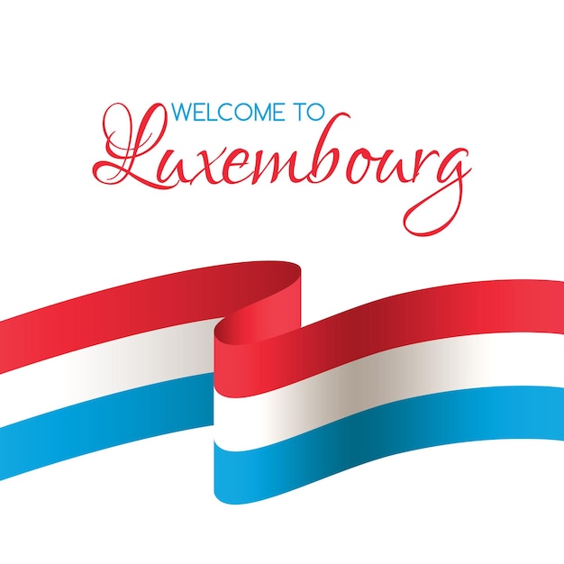 Vector welcome to luxembourg vector welcome card with national flag of luxembourg