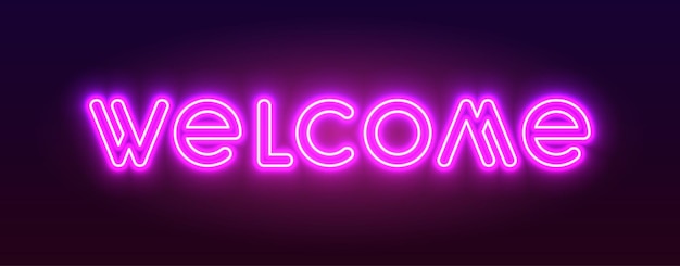 Welcome neon light banner UV extra glowing poster title Night club bar illuminated led halogen tube ultraviolet lights Fluorescent editable stroke bright signboard inscription lettering glow lamp