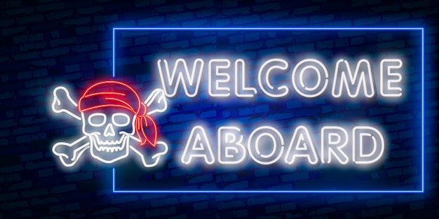 Welcome neon sign, design template, modern trend design, night neon signboard, night bright advertising, light banner, light art.