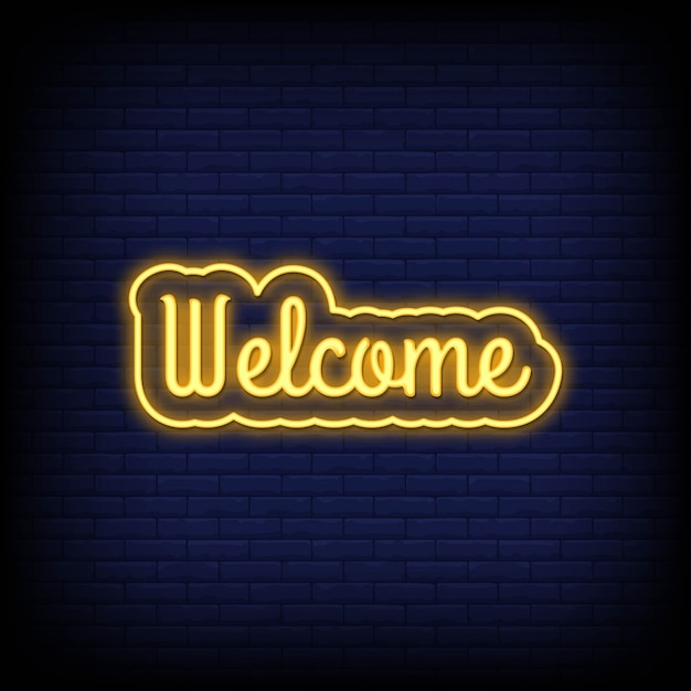 Welcome neon sign text