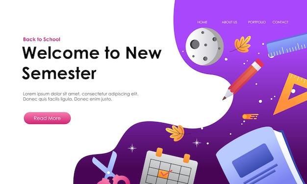 Welcome to new semester banner template landing page