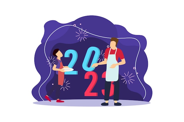 Welcome to New Year Flat Design