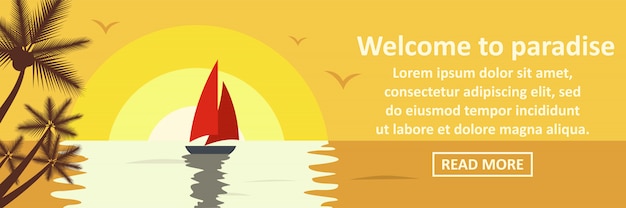 Vector welcome to paradise banner template horizontal concept