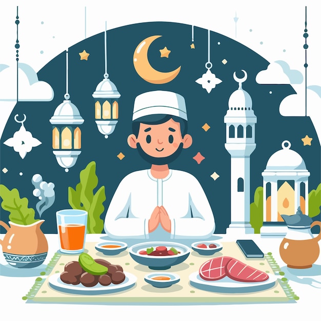 Приветственный шаблон наклейки рамадан приветственный макет иллюстрация