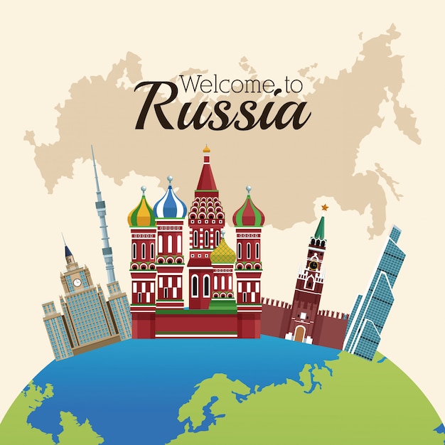 Welcome to russia concept vector illustration graphic design