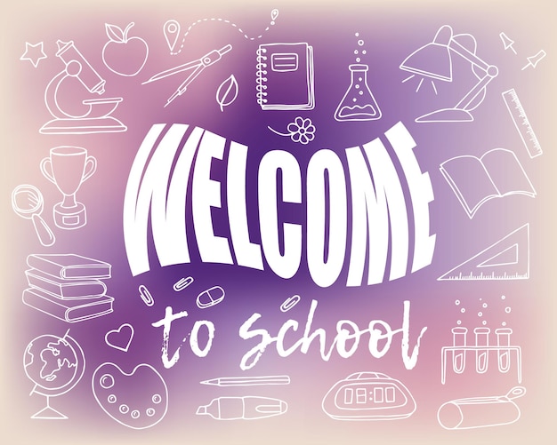 Welcome to school lettering elements and icons