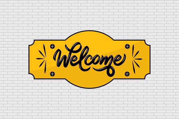 Welcome sign on a brick wall vector illustration