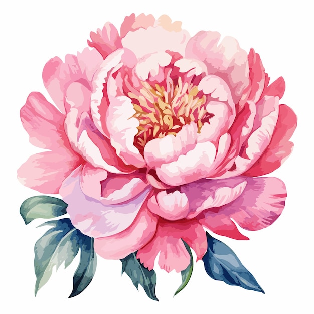 Vector welcome spring pink flower watercolor on white background