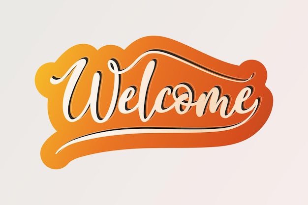 Welcome sticker badge with handwritten font style, can be used in welcome banner