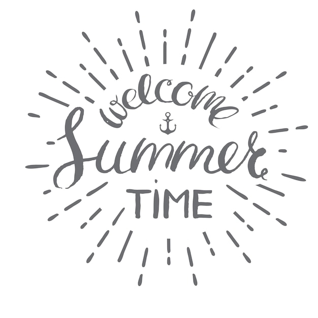 Welcome summer time card vector vintage style illustration for summer holidays