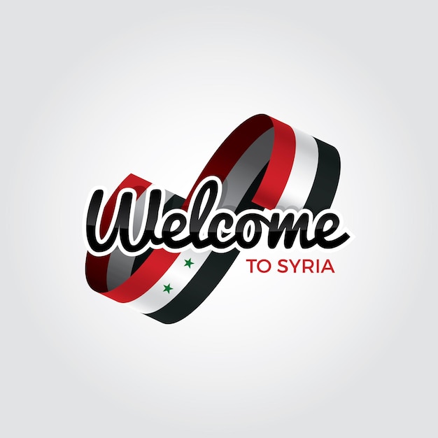 Benvenuti in siria, illustrazione vettoriale su sfondo bianco