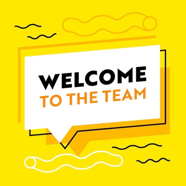 Vector welcome to the team banner for job hiring agency with abstract pattern on yellow