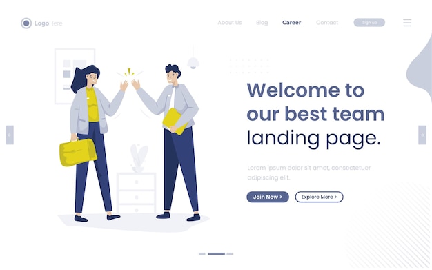 Welcome teammate for join our team illustration landing page concept