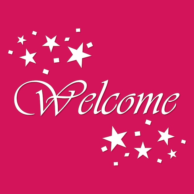 Welcome text font style with stars design