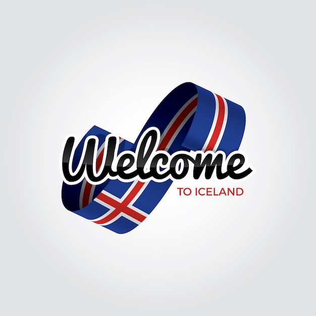 Добро пожаловать в исландию, векторные иллюстрации на белом фоне