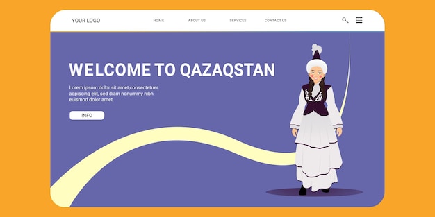 Вектор Добро пожаловать в дизайн пользовательского интерфейса qazaqstan