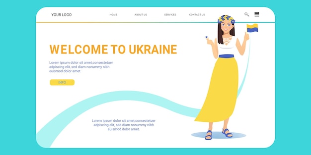 벡터 우크라이나 웹 배너에 오신 것을 환영합니다.