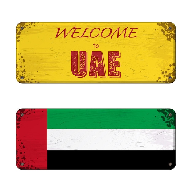 Vector welcome to uae nameplate