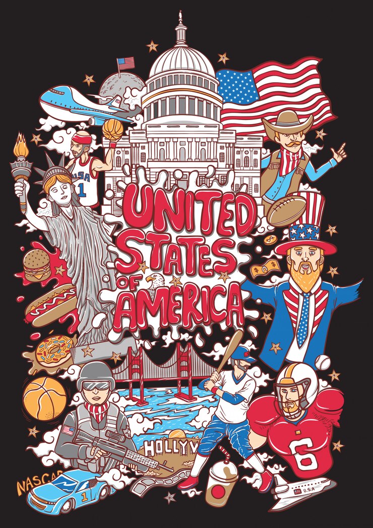 welcome to united states of america illustration