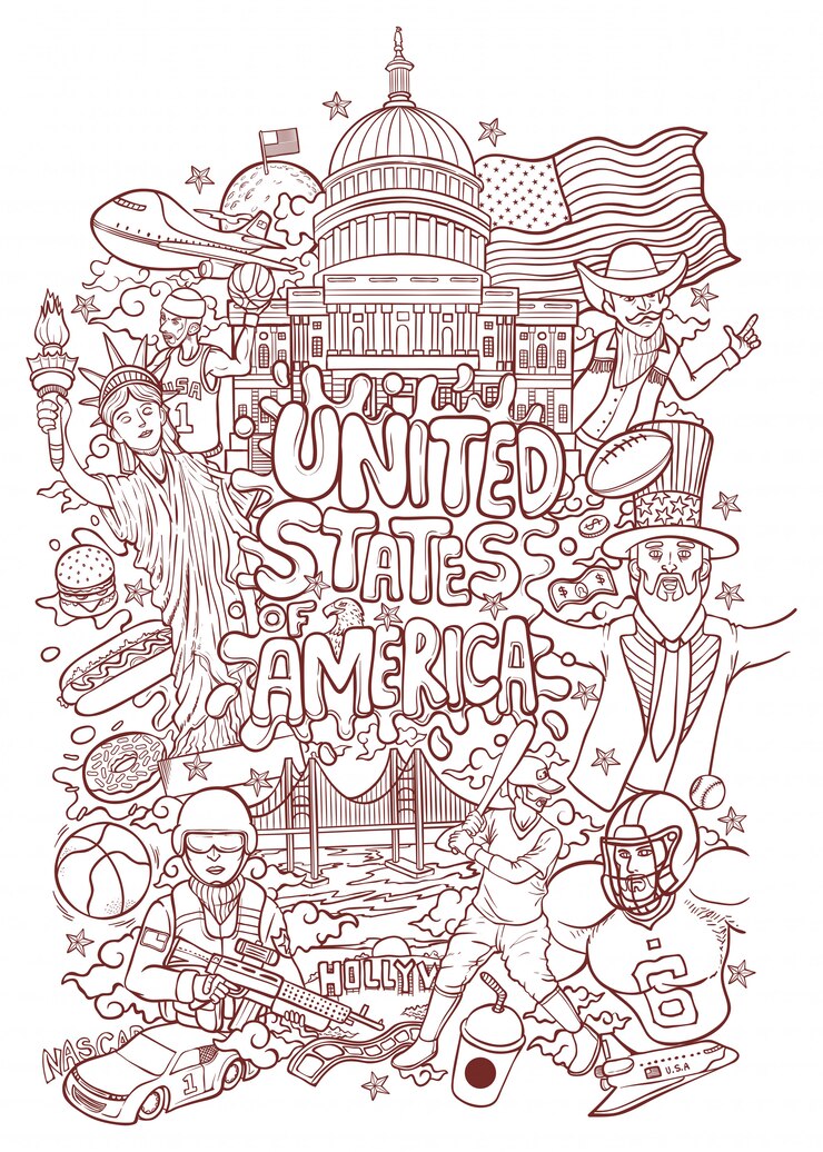 Welcome to united states of america outline illustration