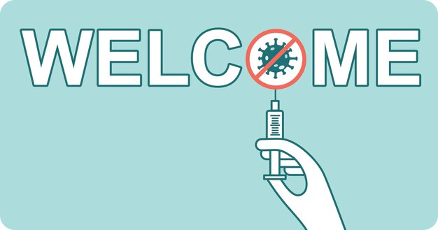 Welcome to vaccinated people graphic logo or sign concept vector illustration for covid19 pandemic outbreak