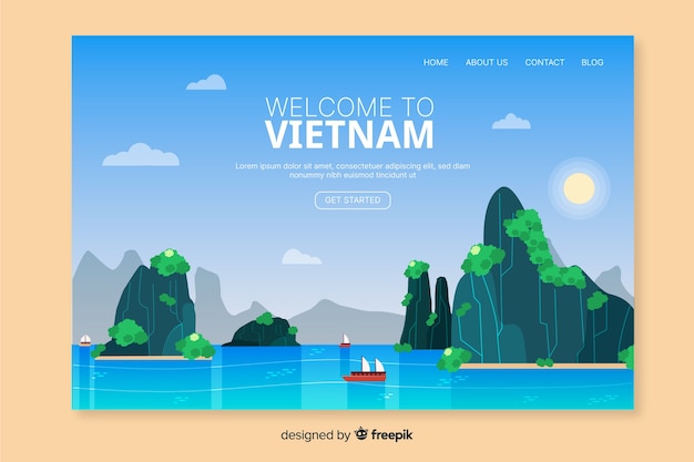 Vector welcome to vietnam landing page