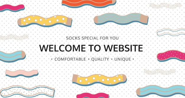 Vector welcome to website for socks shop. color email graphic web banner template