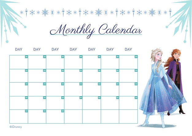 Vector welcome winter frozen monthly calendar