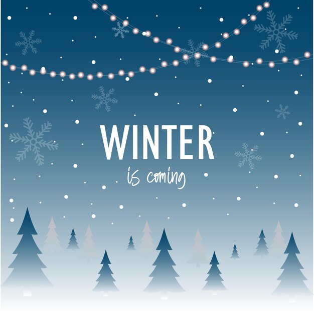 Welcome winter. hello winter elegant modern brush lettering on white snowflake background