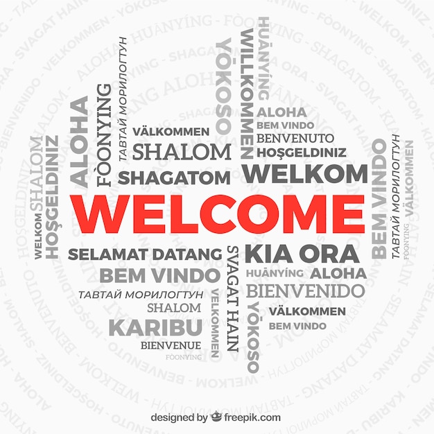 Vector welcome word composition in different languages