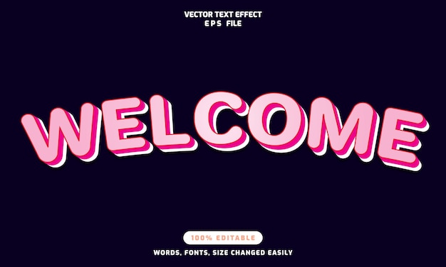 Welcome words editable 3d text effects template stylish font vector illustration