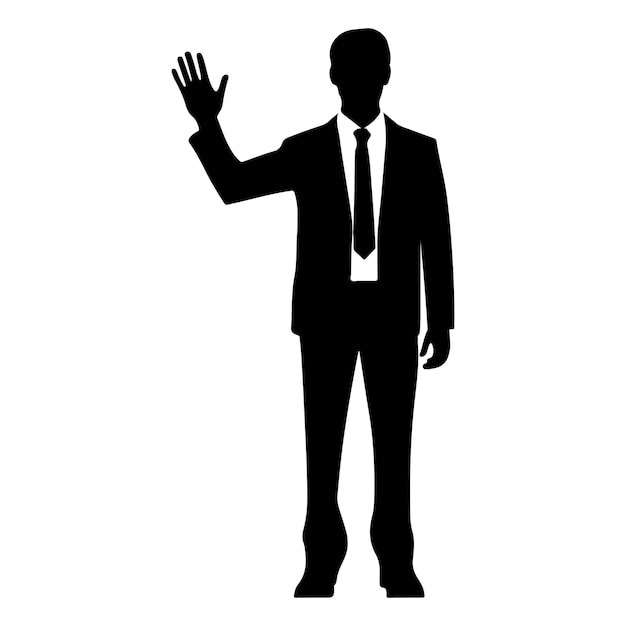 Welcoming business leader silhouette clipart on a white background