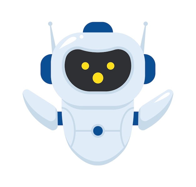 Illustrazione vettoriale del servizio automatizzato di supporto del personaggio del chatbot di benvenuto