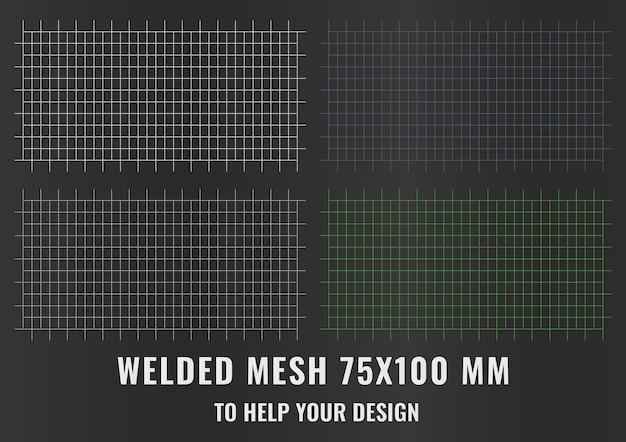 Welded steel mesh metal 75X100 MM Vector realistic lattice made of iron rods for construction