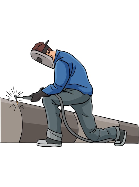 Welder Cartoon Colored Clipart Illustration