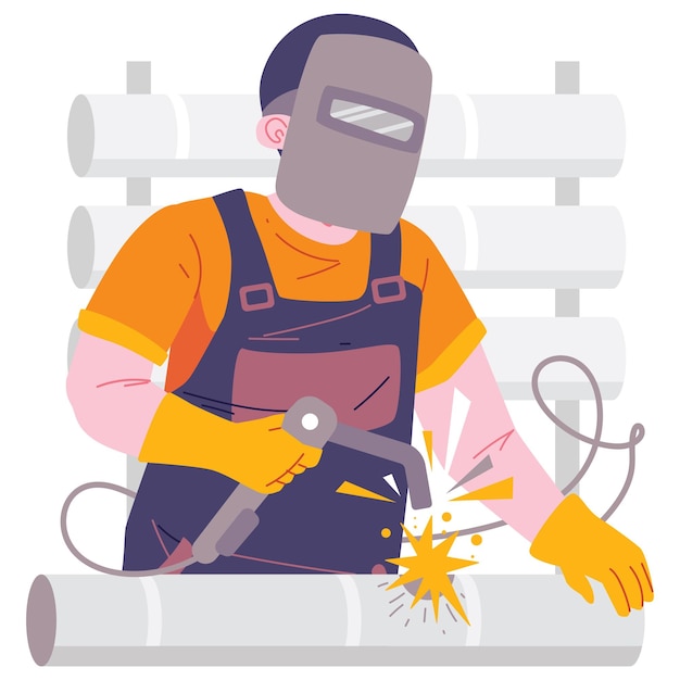 Vector welder character illustration