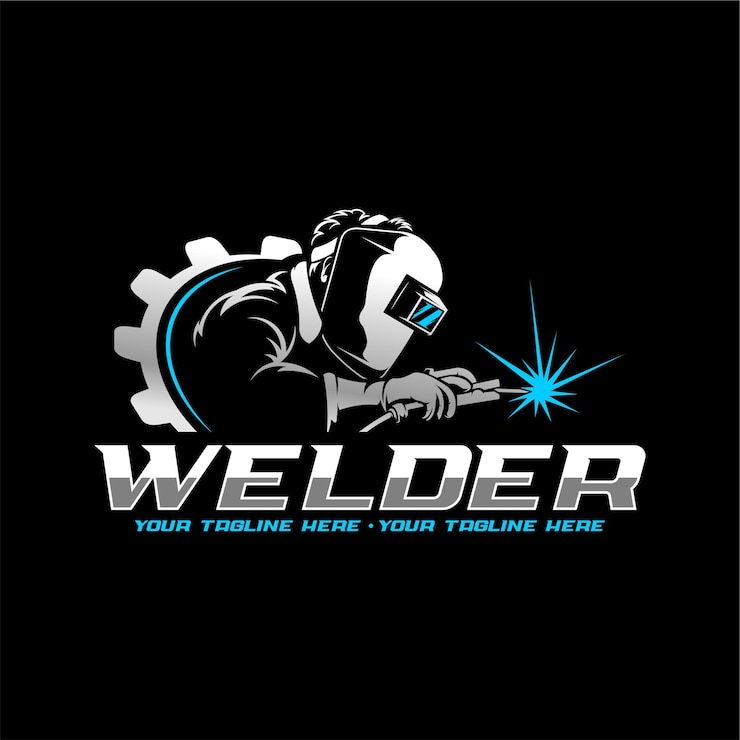 A welder logo with a gear on it